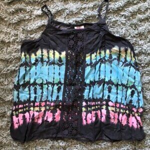 Justice Girls Tie Dye Tank Top Size 14 Crochet Front Boho